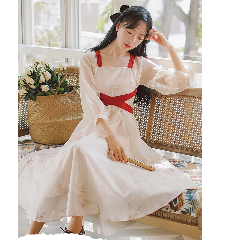 [Shojunsho Series]★Hanfu Dress★ Chinese Clothes Chiffon Retro Old Fashioned Sexy Old Fashioned Cute Slimming Date