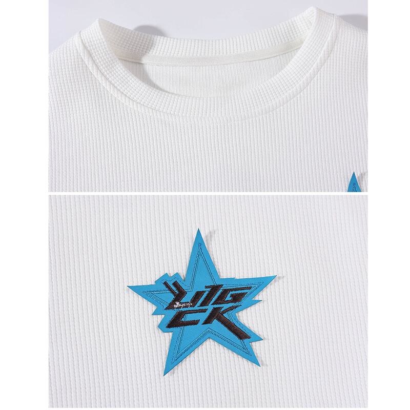 [BIGEMAN Series]★T-shirt★ Tops 2color Unisex Men's Large Size Star Casual Black White