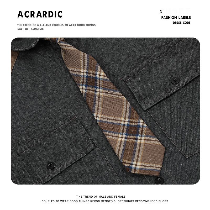 [ACRARDIC Series]★Shirt with tie★ 2color tops short sleeve shirt color scheme unisex men's denim shirt