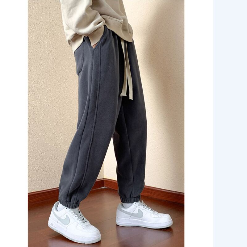 [Sajuri Series]★Pants★ 2color Casual Pants Bottoms Fleece Lining Unisex Men's Large Size Gray Black