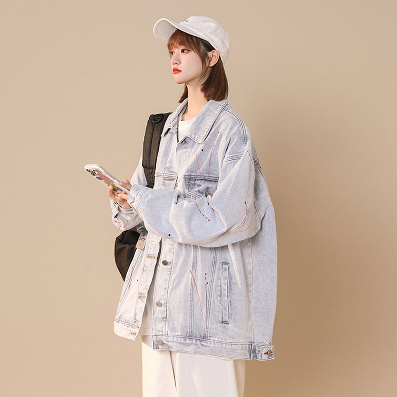 [Fujiiman Series] ★Jacket★ 3color Outer Denim Unisex Loose Light Blue Black Dark Blue