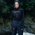 Load image into Gallery viewer, [Big Blue Dragon Series] ★China style tops★ Knit tops Dragonfly Dragonfly Black Black High neck
