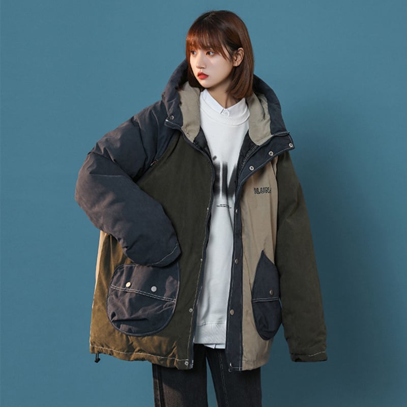 [Suikoishi Series] ★Winter Coat★ Cotton Coat Outerwear 2color Unisex Men's Color Scheme Red Khaki Green