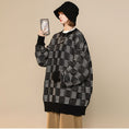 Load image into Gallery viewer, [Ushiomiomi Series] ★Sweater★ 3color Knit Tops Unisex Men's Plaid Pattern Gray Green Black
