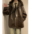 Load image into Gallery viewer, [BENGE Series]★Jacket★ 3color PU outerwear unisex men's large size brown black white
