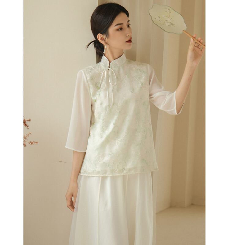 [Creative Series]★Chinese Style Shirt★ Short Sleeve Shirt Summer Clothes Elegant Chinese Clothes Tang Suit Retro S M L XL