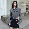 Load image into Gallery viewer, [Style Series]★Shirt★ Tops Short Length Long Sleeve Gray Gray Women's Unique Slimming Fashionable SM
