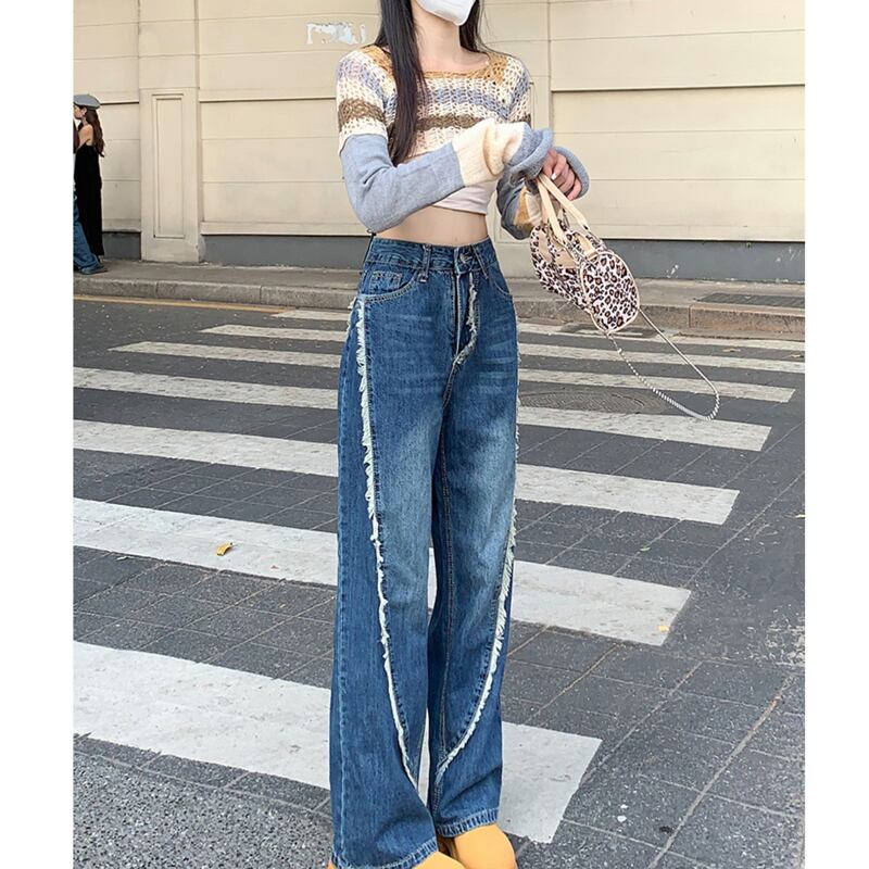 [CHUNUO series]★Pants★ Casual pants Denim pants Blue Blue Large size Slimming Fashionable