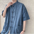 Load image into Gallery viewer, [YISHUO Series]★Chinese style shirt★ 2color Unisex Men's Large Size Denim Shirt Chinese Clothes Blue
