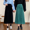 Load image into Gallery viewer, [Left Little Sister Arrival Series] ★Long length skirt★All 4 colors corduroy fabric Plain A-line Beautiful line High waist
