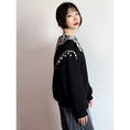 Load image into Gallery viewer, [True Fish Series]★China style top★ Embroidered fringe ladies long sleeve cute collar large size black
