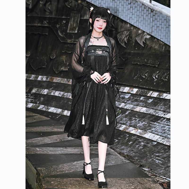 [Ancient monster house---Oryu series] ★China style skirt★ Hanfu dress Black Black ML Cute Original