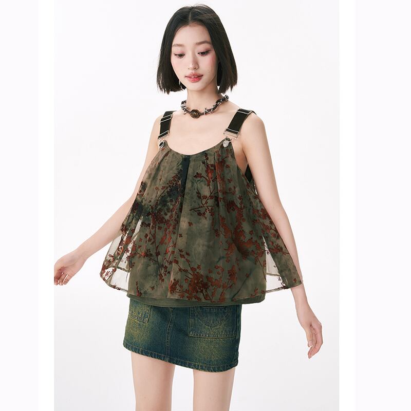 [Yangji Great Dream Series]★China style tank top★Camisole sexy slimming original green summer clothes