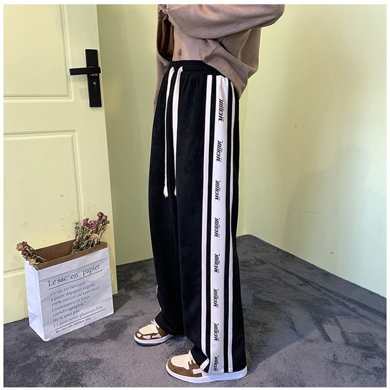 [DUFENG Series] ★Casual Pants★ 3color Bottoms Unisex Men's Vertical Stripes Black Green Brown