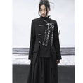 Load image into Gallery viewer, [Big Blue Dragon Series] ★China style outerwear★ Long length Kanji pattern embroidery irregular bamboo black black original
