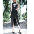 Load image into Gallery viewer, [Kokaisha---Hikimai Series] ★Denim skirt★ 2color bottoms with belt and slit black blue
