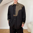 Load image into Gallery viewer, [Illustrated Series]★Shirt★ Tops Unisex Men's Fake Layered Stylish Switching Black Black
