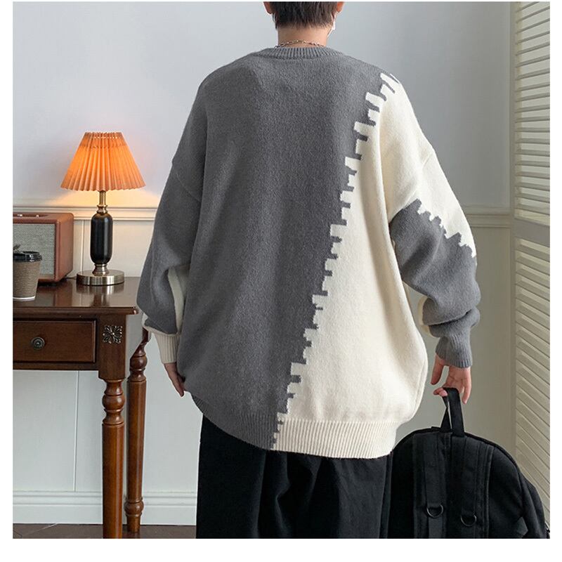 [Ruiweira Series] ★Sweater★ 3color knit tops Unisex Men's Color scheme Easy to match Black Gray Blue