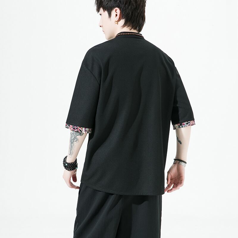 [Small Troubles Series]★China Style Shirt★ 4color Unisex Men's Large Size Chinese Clothes Black White Orange Brown