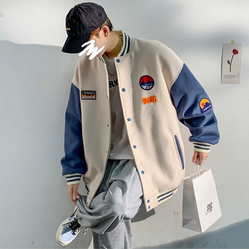 [PPDJ Series] ★Cotton-lined stadium jacket★ 3color outer winter coat unisex men's large size thick warm