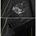 Load image into Gallery viewer, Stadium jacket with dragon crest embroidery Chinese style outerwear Dragon Sukajan jacket Chinese style clothing Black White
