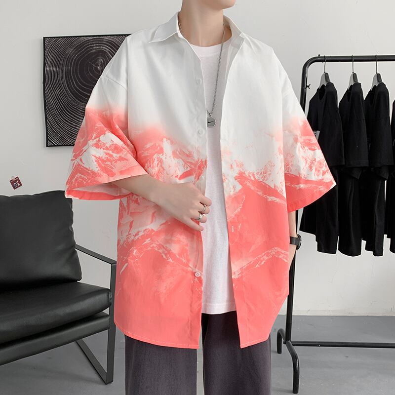 [Emeisa Series]★China Style Shirt★ 3color Tops Unisex Men's Fashion Snowy Mountain Pattern