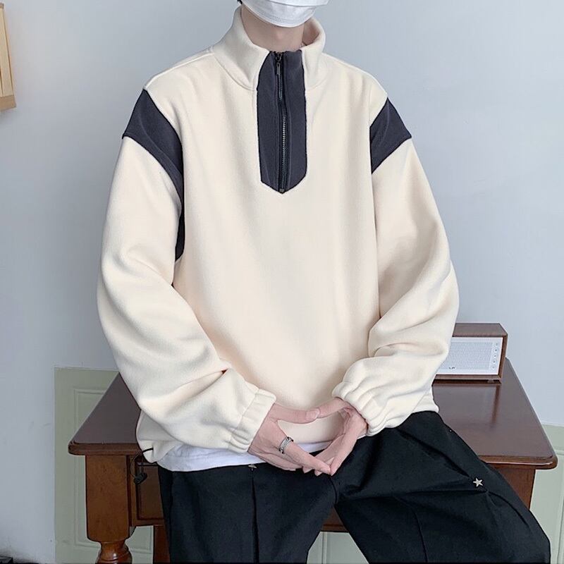 [Pvpvpv Series] ★Tops★ 3color Fleece lining Unisex Men's Black Beige Dark Gray Casual