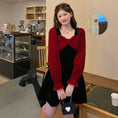 Load image into Gallery viewer, [Kodokuya Series] ★Dress★ Large size, slimming, fake layered, Christmas, New Year, red, black
