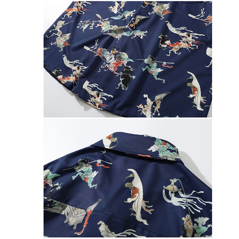 [Rich Original Series]★Shirt★ 3color Floral Shirt Tops Short Sleeve Shirt Unisex Men's Black Navy White