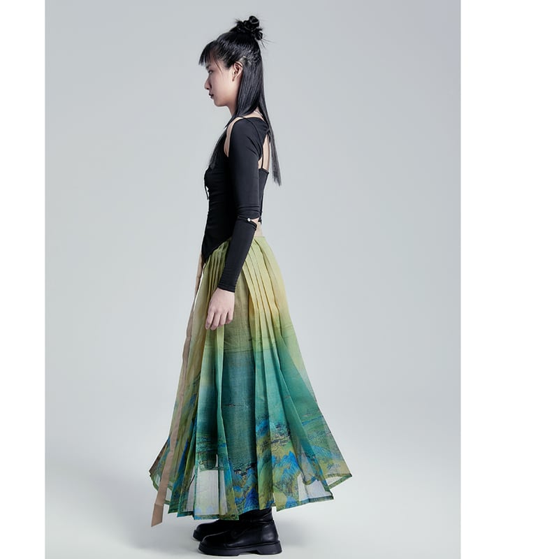 [Unmanku Slanted Hairpin Series] ★China Style Skirt★ Mamian Skirt Senuraeyama Illustration Original Bottoms Long Length