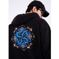 Load image into Gallery viewer, [Machiha clan series] ★China style hoodie★ 2color black or white embroidery wave goldfish alphabet black white
