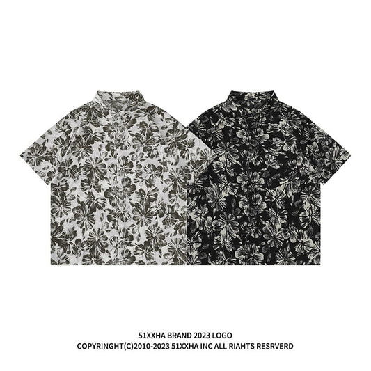 [HTTAOSUP Series]★China style shirt★ 2color tops ink pattern unisex men's ML XL 2XL short sleeve shirt casual