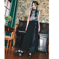 Load image into Gallery viewer, [Kokaisha---Shinkyo Series]★China style pants★Bottoms Gaucho pants Letter pattern switching Black Black
