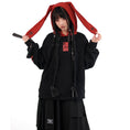 Load image into Gallery viewer, [Ancient Monster --- Rabbit Series] ★China style hoodie★ 2color Regular type or brushed lining type Tops Cute Original Black Red Rabbit ears
