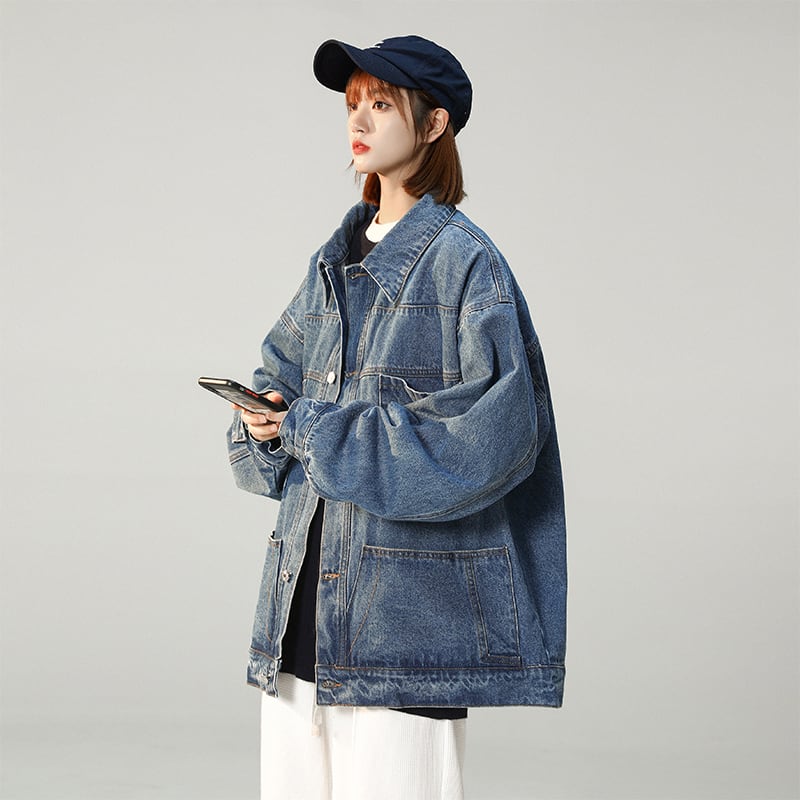 [CHAOMEICHEN Series] ★Jacket★ Outer Denim Jacket Unisex Men's Jeans Blue Blue