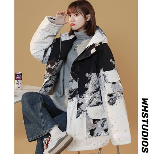 [Mengba Series] ★Winter Coat★ 2color Thick Warm Snowy Mountain Unisex Men's Casual Black White