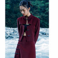 Load image into Gallery viewer, [Big Blue Dragon Series] ★China style outerwear★ PU jacket China button openwork wine red red
