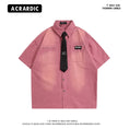 Load image into Gallery viewer, [HTTAOSUP Series]★Shirt with tie★ 4color tops short sleeve shirt retro unisex men's cool
