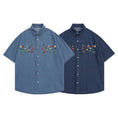 Load image into Gallery viewer, [PUDUN Series]★Denim shirt★ Tops, short sleeve shirt, unisex, men's, unique, embroidery, summer clothes, blue, blue
