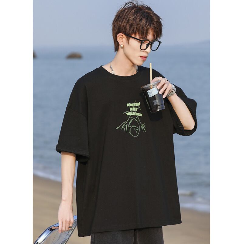 [MANYSTON Series]★T-shirt★ Tops 3color Unisex Men's Short Sleeve White Black Green