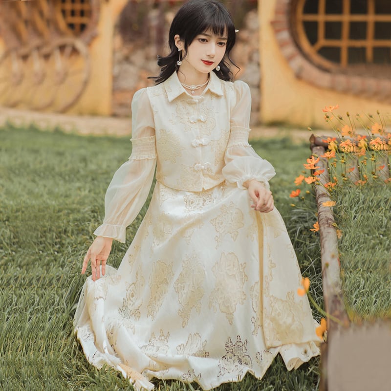 [Bonkaman Series] ★China-style dress★ Improved cheongsam dress, elegant wedding date, chinese button SML