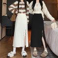 Load image into Gallery viewer, [CHAOSHAN series] ★Knit skirt★ 3color bottoms slit slimming easy to match black beige brown
