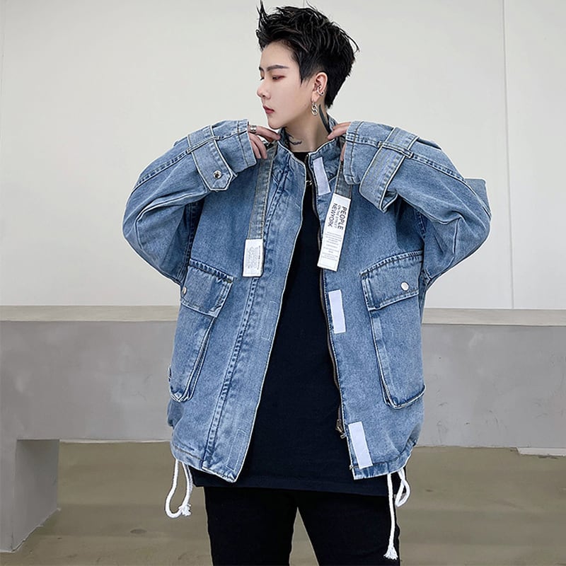 [Kouisha Series]★Denim Jacket★ Outerwear Unisex Men's Blue Blue SML XL Cool