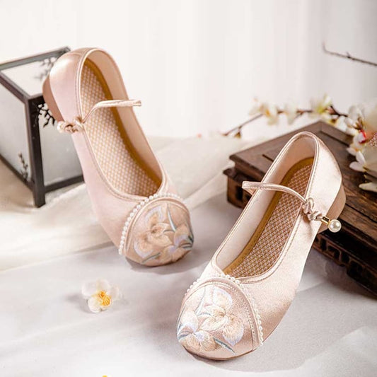 [BAIQIN Series]★Embroidery shoes★ 3color Chinese shoes High heels Chinese dress shoes Heel 3cm Retro Size 35-40