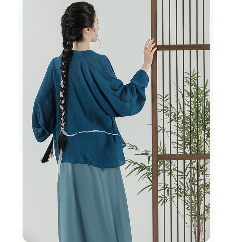 [YIYUN Series] ★Chinese style setup★ 2-piece set Happi coat + hanging dress Chinese clothes Blue Blue