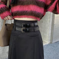 Load image into Gallery viewer, [Oya series] ★Skirt with belt★ 2color Good slimming effect Bottoms Plain Simple Gray Black
