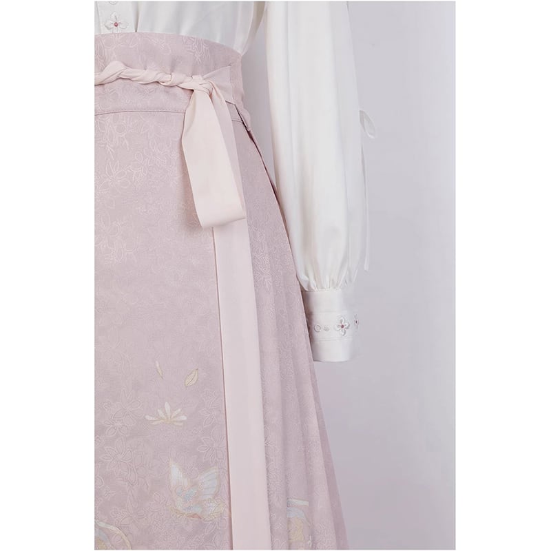 [Kaede bamboo---Hanako rabbit series] ★China style setup★ 2-piece set, long sleeve shirt + windshield skirt, coming-of-age ceremony, everyday wear, white, pink