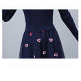 Load image into Gallery viewer, [Ebi Kei Series] ★One piece★ Stretchy knit dress Embroidery dress Floral pattern Elegant Blue Blue
