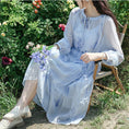 Load image into Gallery viewer, [Hakushu Series] ★2-piece dress set★ Hanging dress + long sleeve dress + chiffon Blue Blue Cute
