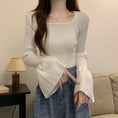 Load image into Gallery viewer, [Insufficient Moe Series]★Knit Tops★ 4color Tops Flare Sleeve Slim Slimming Black White Red Pink
